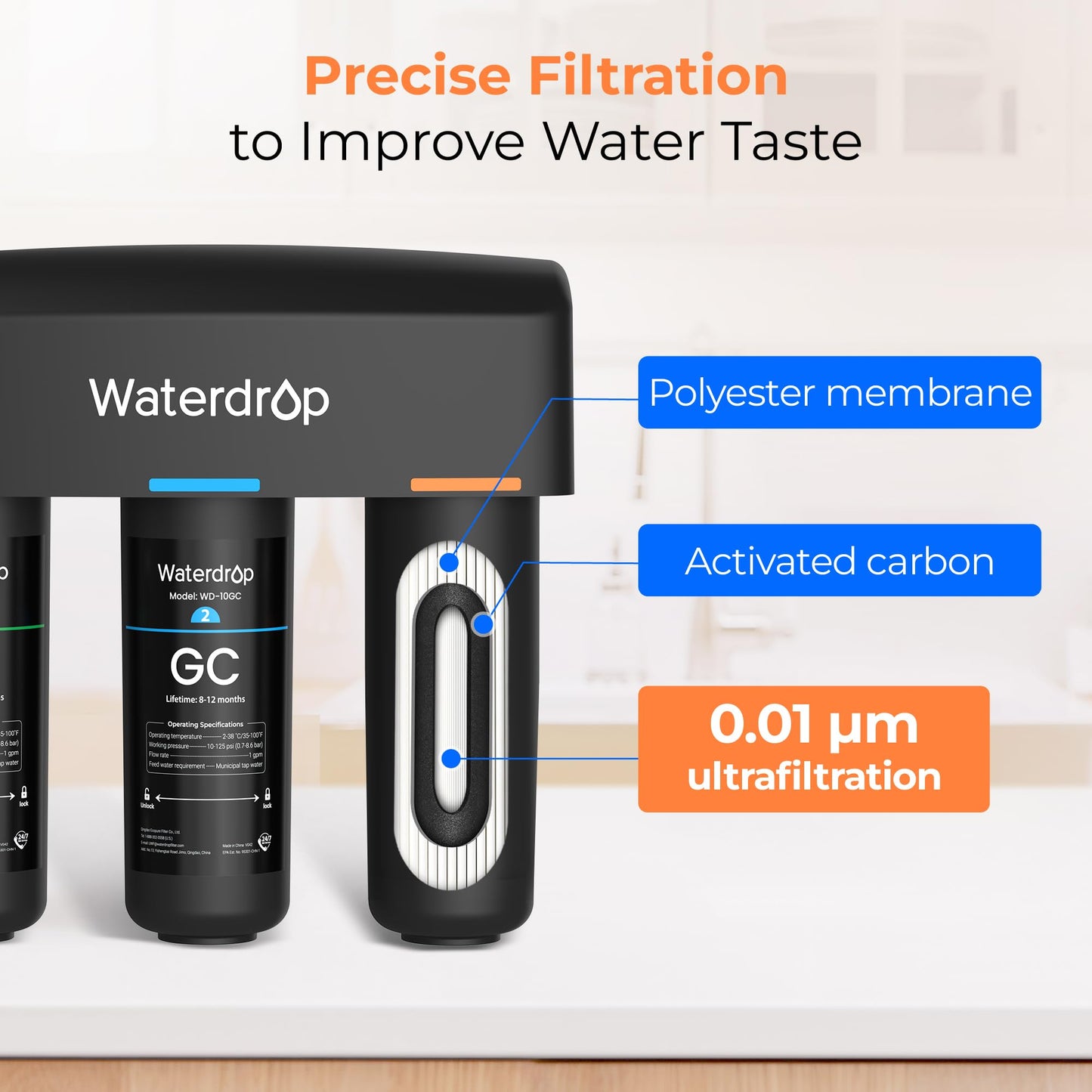 Waterdrop TSA-UF – Sistema de Filtración de Agua de 3 Etapas