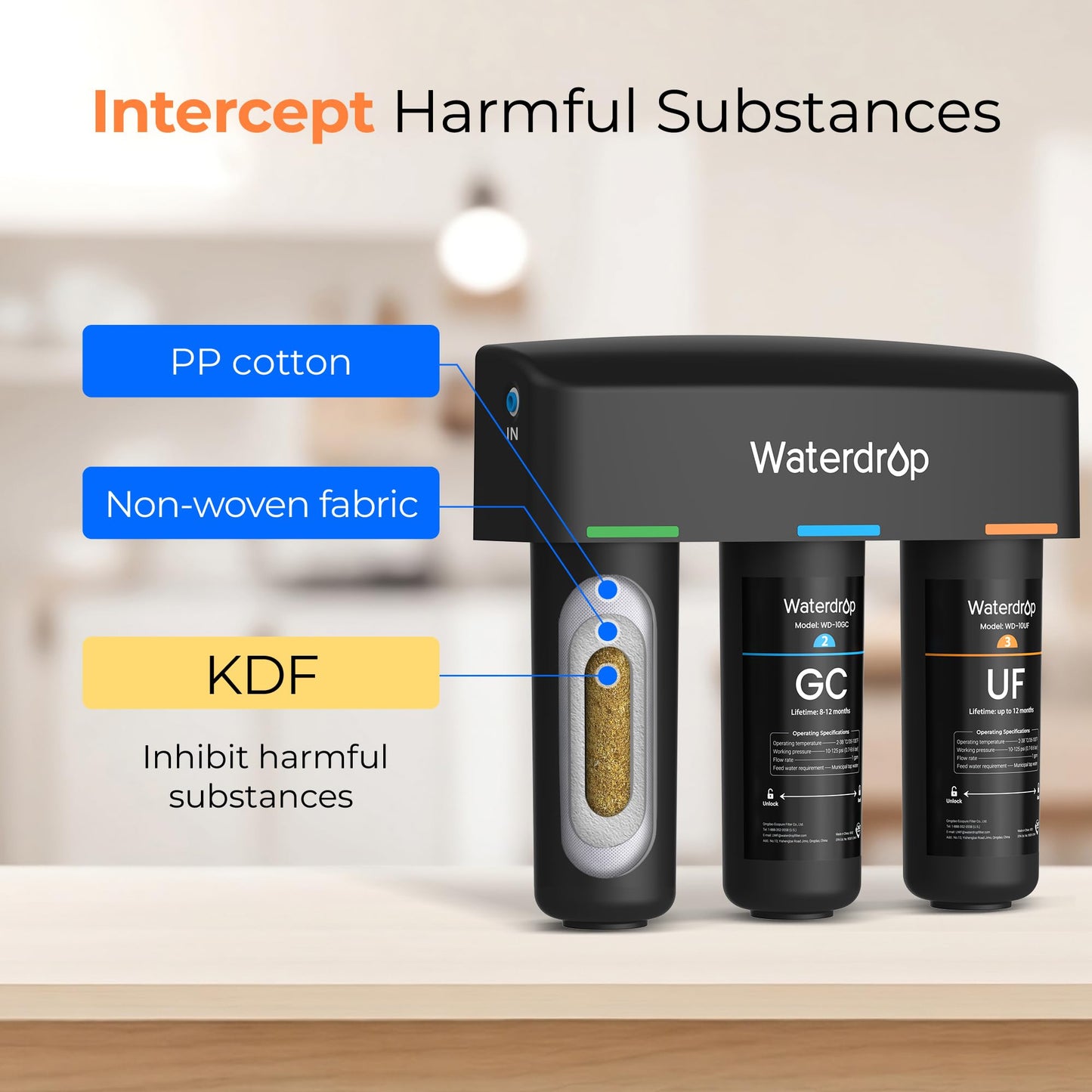 Waterdrop TSA-UF – Sistema de Filtración de Agua de 3 Etapas